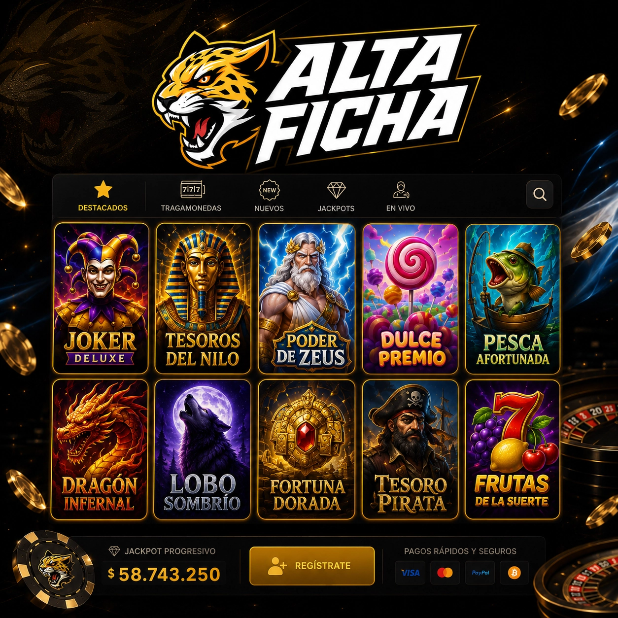 Catálogo de tragamonedas y juegos de casino disponibles en Altaficha Casino Argentina